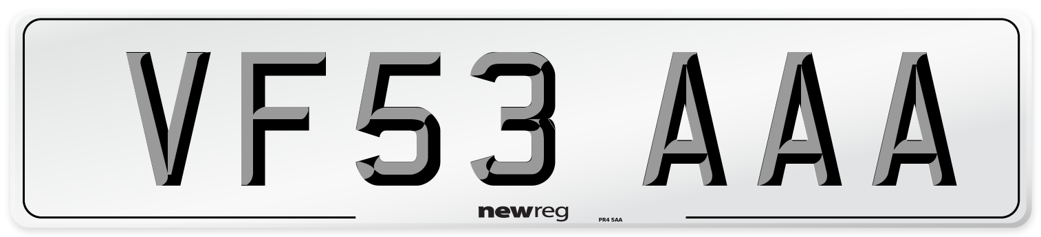VF53 AAA Number Plate from New Reg